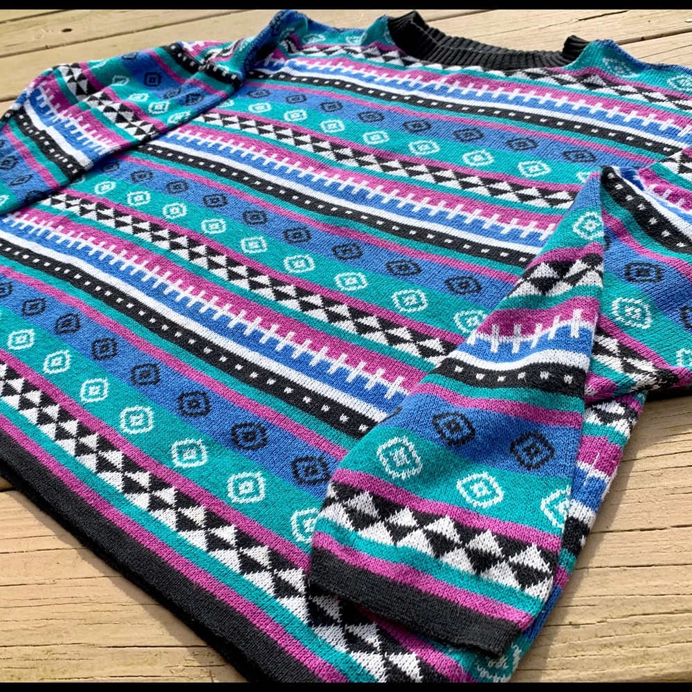 Retro Sweater Made in USA Cotton Large Women’s